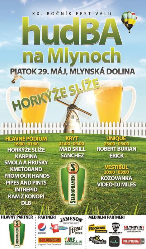 Už v piatok štartuje HudBA na Mlynoch, zahrajú na nej kultové kapely Karpina, Horkýže Slíže a Iné Kafe!