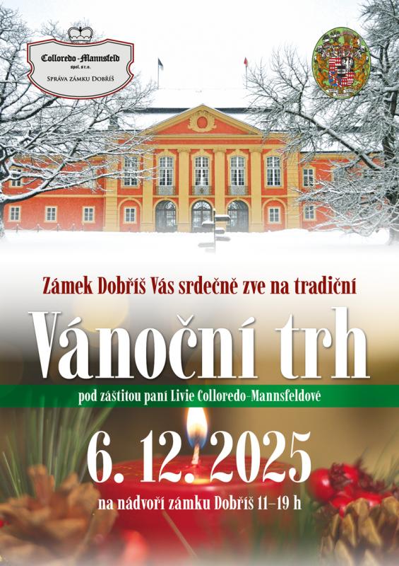 Zámek Dobříš ožije už 6. prosince tradičním vánočním trhem s kulturním programem
